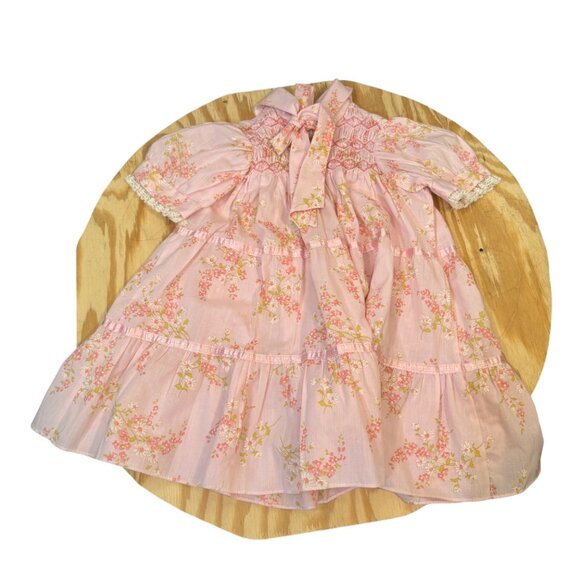 Polly Flinders Hand Smocked Girls Floral Dress Size 5 - Picture 1 of 7